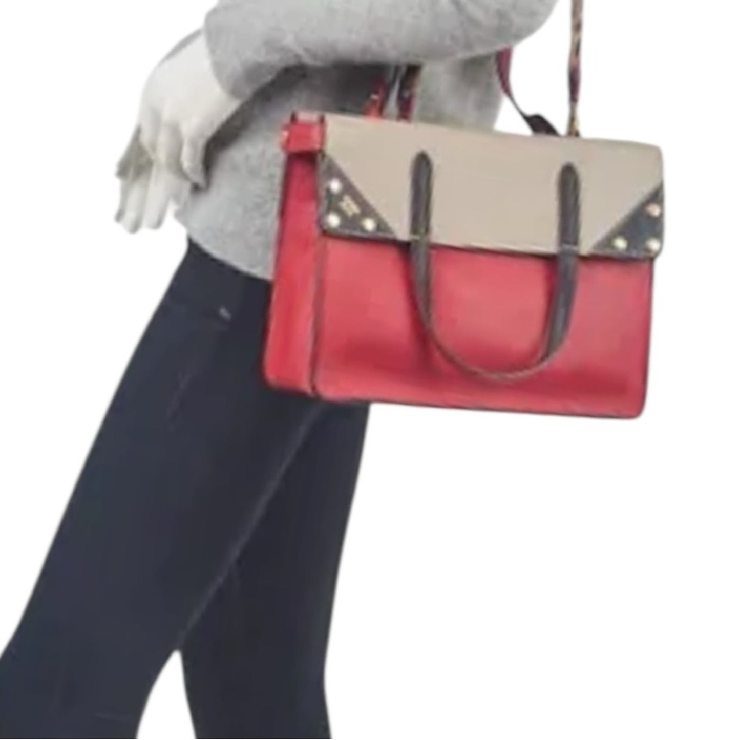 Fendi RARE & DISCONTINUED Grace Medium Flip Bag Red Tri-Color Leather