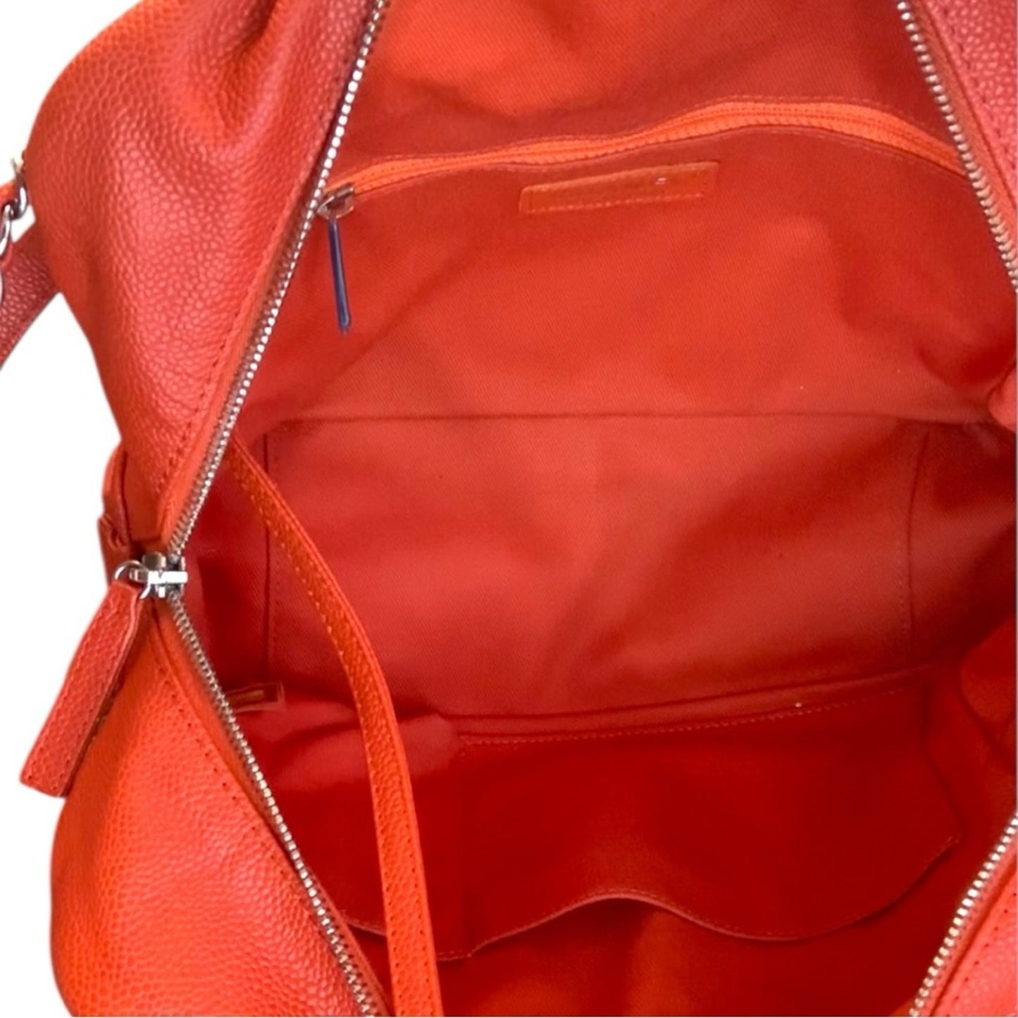 Chanel Orange Quilted Caviar Leather Shoulder Bag Silver Hardware