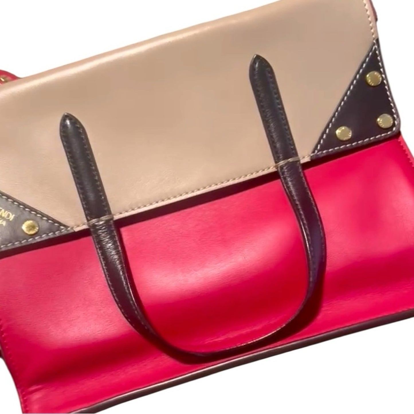 Fendi RARE & DISCONTINUED Grace Medium Flip Bag Red Tri-Color Leather