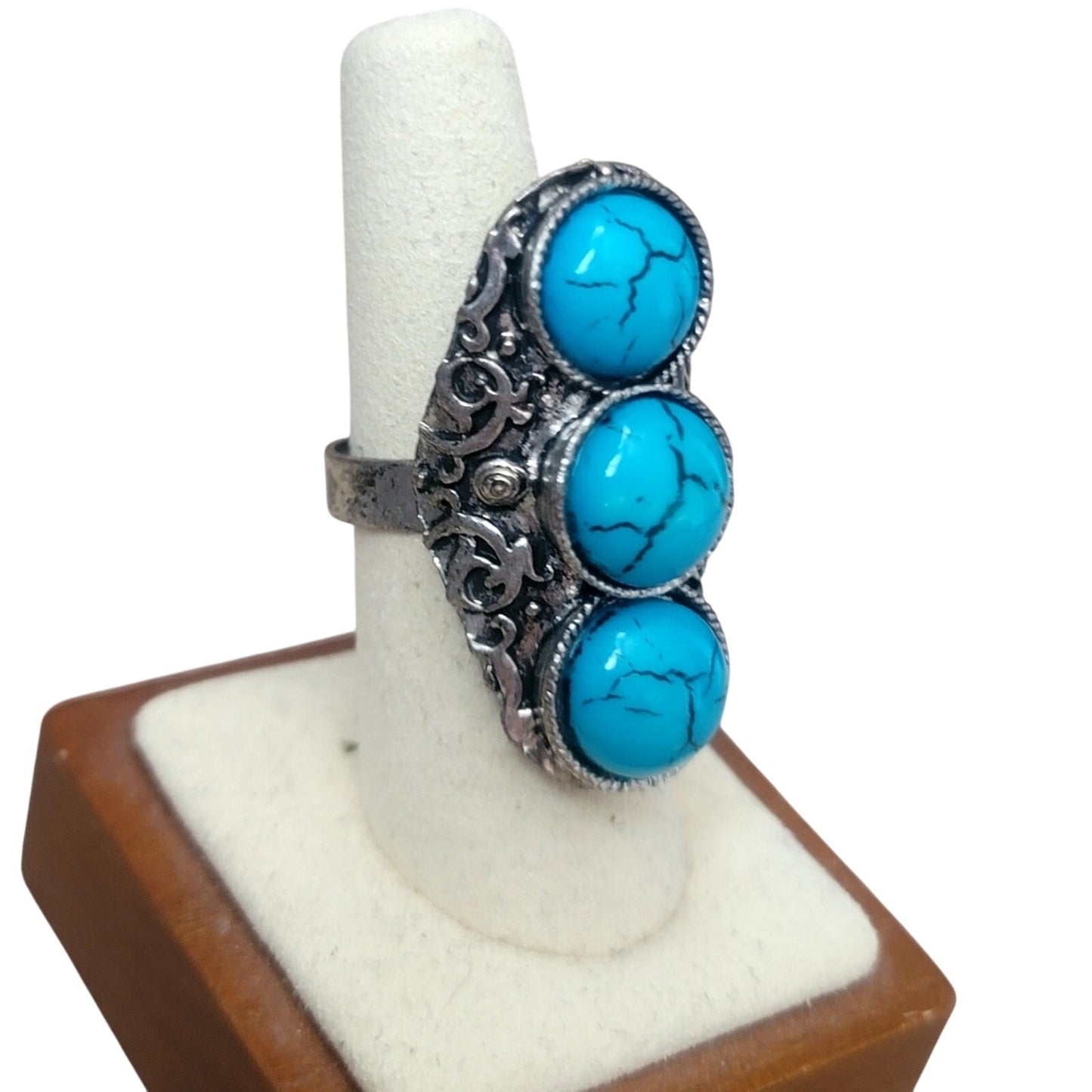 VINTAGE Turquoise Saddle Adjustable Cocktail Ring