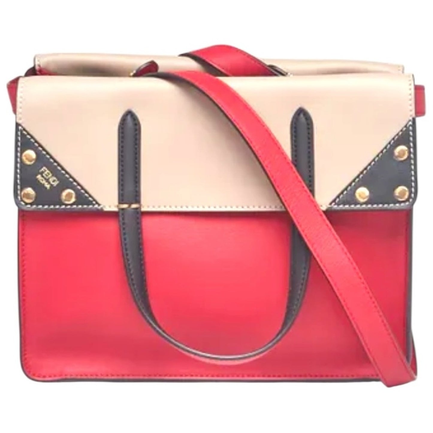 Fendi RARE & DISCONTINUED Grace Medium Flip Bag Red Tri-Color Leather