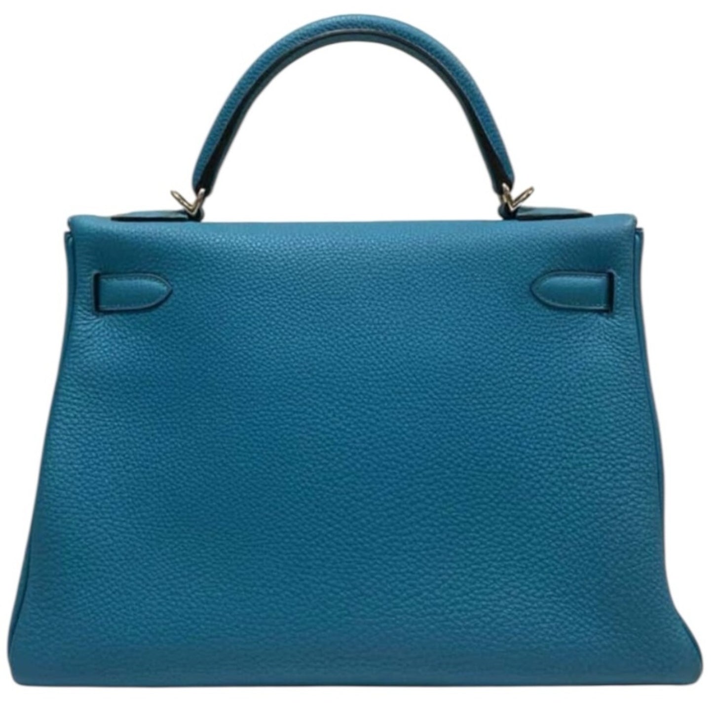 HERMES KELLY Retourne Togo 32 Blue Jean with Palladium Hardware EUC