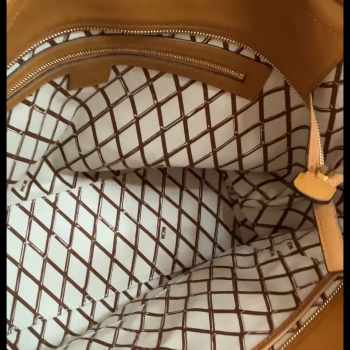 MCM Large Cognac Visetos Shopper Tote Bag with COA and Dustbag
