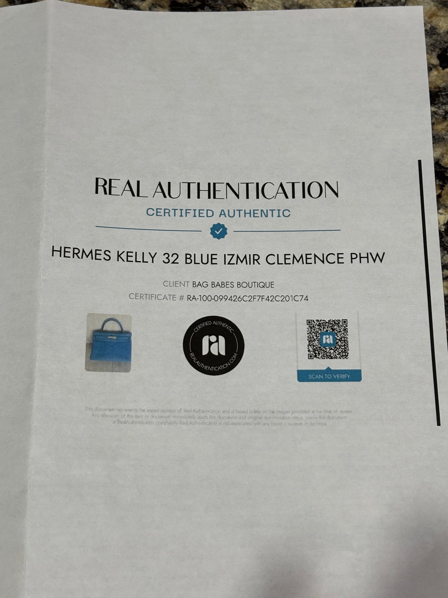 Hermes Kelly 32 BLUE IZMIR CLEMENCE