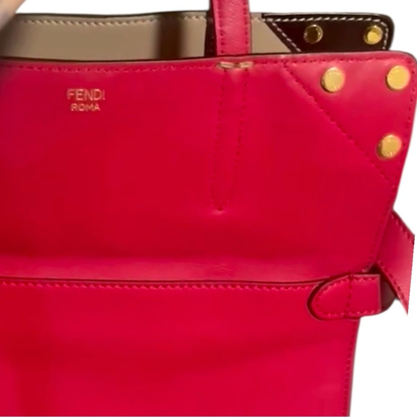 Fendi RARE & DISCONTINUED Grace Medium Flip Bag Red Tri-Color Leather