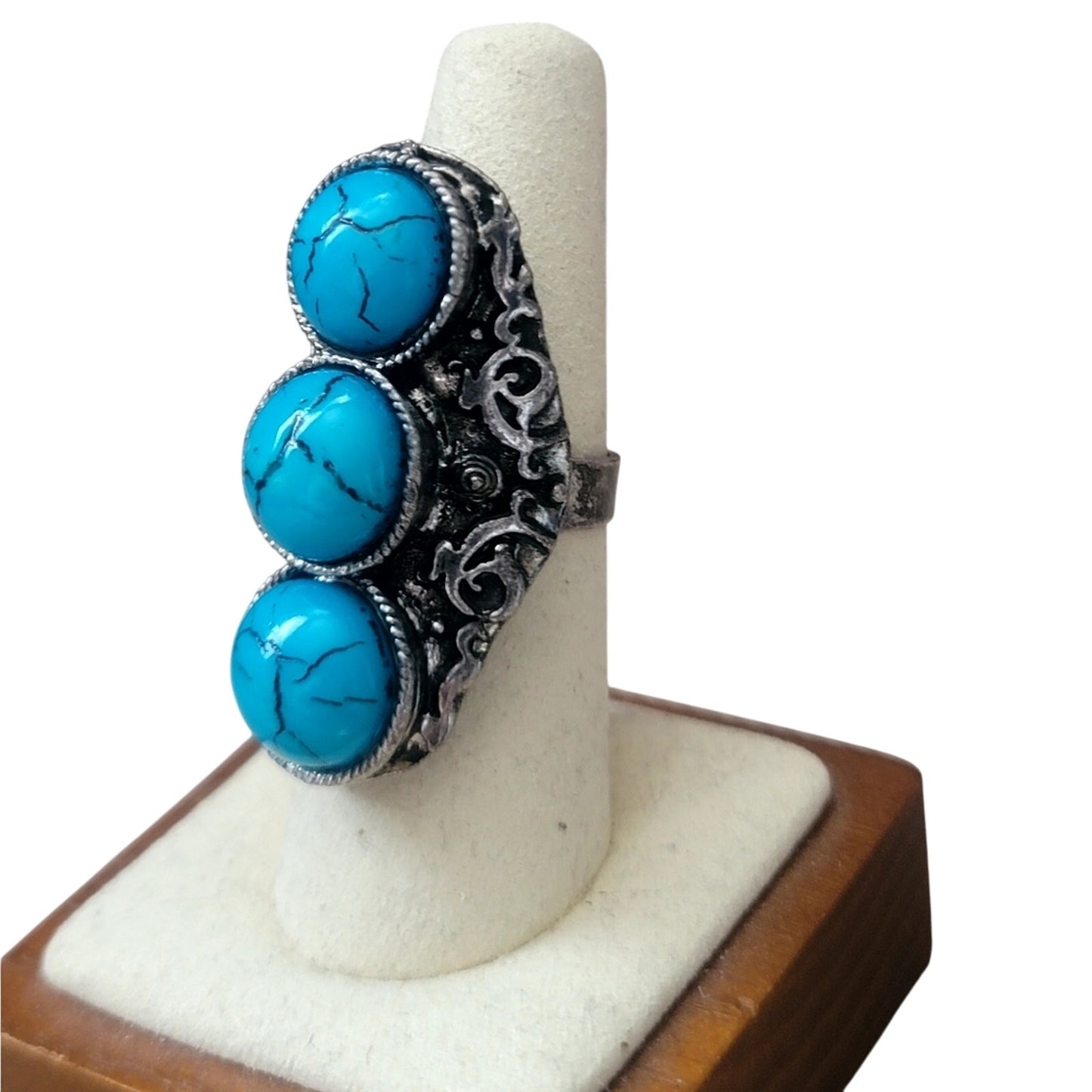 VINTAGE Turquoise Saddle Adjustable Cocktail Ring