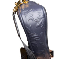 Versace Medusa Embossed Calf Leather Crossbody Bag Dark Blue