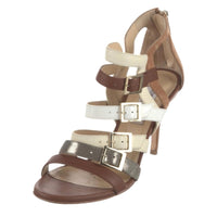 Jimmy Choo Leather Gladiator Sandals Brown Neutral Multi Strap Size 39 US 9