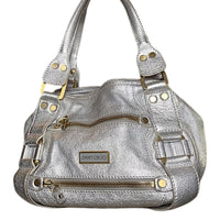 Jimmy Choo Mahala Tote Metallic Silver Leather Gold Hardware