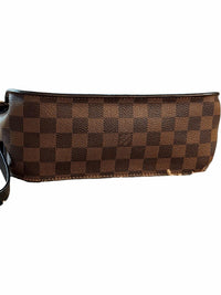 Louis Vuitton Brown Damier Ebene Satchel with Black Front Panel and Tan Handle