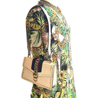 Gucci Sylvie Printed Leather Shoulder Bag White Gold Stars