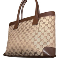 Gucci Jackie Tote GG Canvas Brown Leather Trim