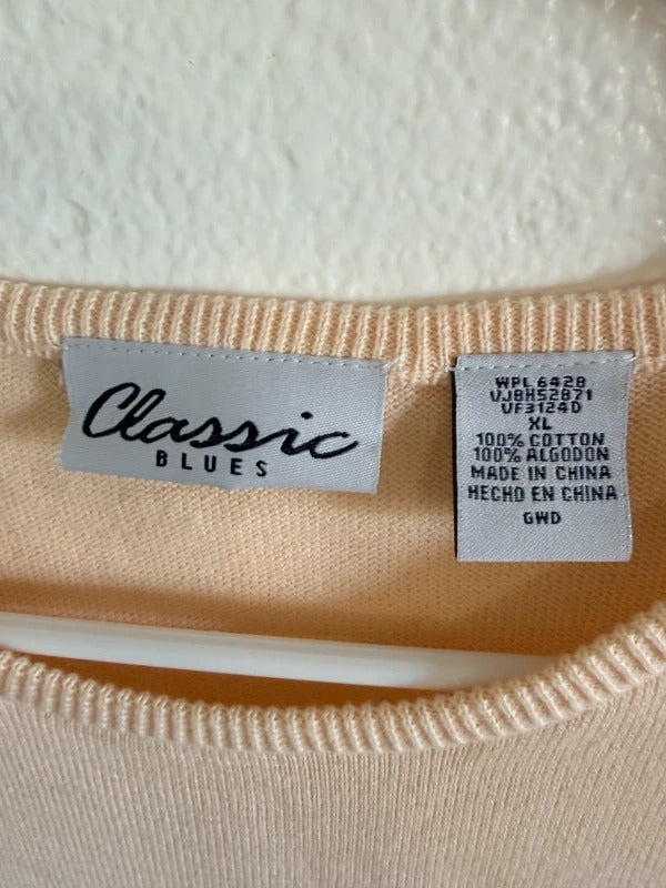 Classic Blues Cream Striped Cotton Sweater Vest XL SKUO