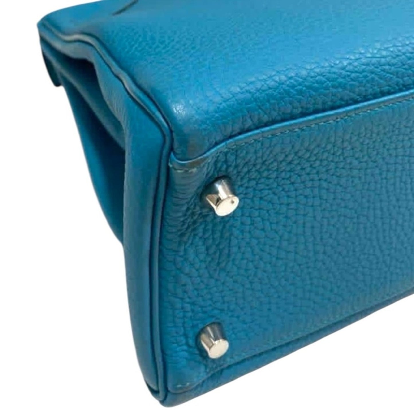 HERMES KELLY Retourne Togo 32 Blue Jean with Palladium Hardware EUC