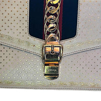 Gucci Sylvie Printed Leather Shoulder Bag White Gold Stars