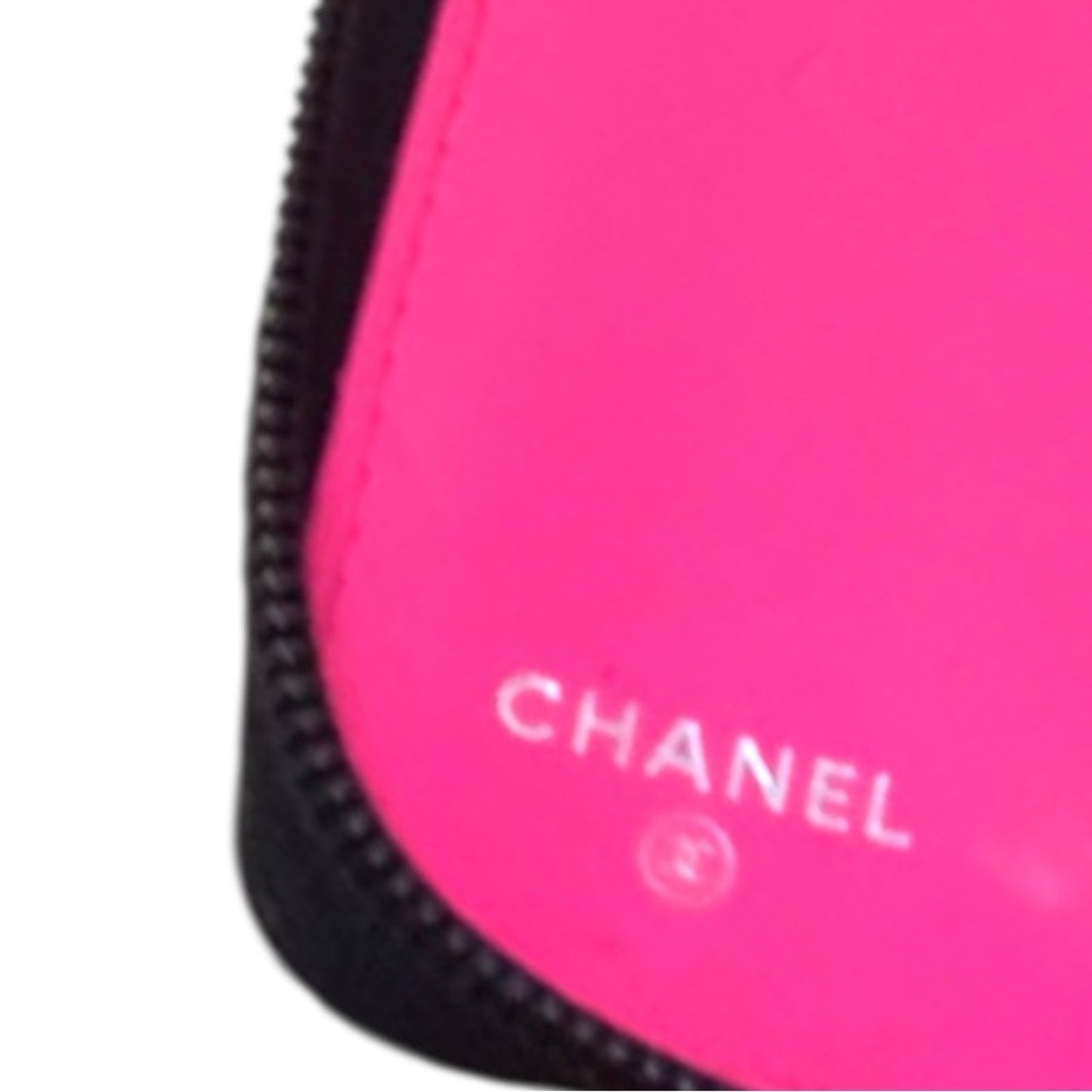 CHANEL Cambon Ligne Zip Wallet Organizer Black Quilted Leather Hot Pink