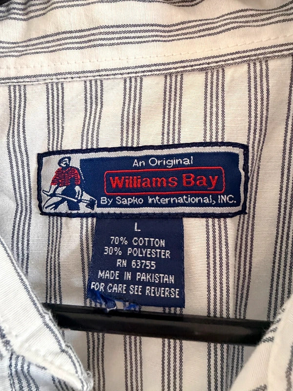 Vintage Williams Bay Men’s L Striped Shirt Short Sleeve Pearl Snap sku1059