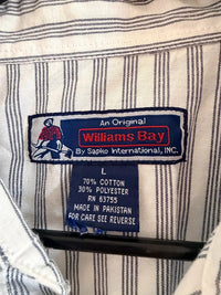 Vintage Williams Bay Men’s L Striped Shirt Short Sleeve Pearl Snap sku1059