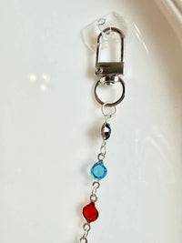Handbag Charm Chain with Colorful Beads Silver tone hardware and swivel clasp