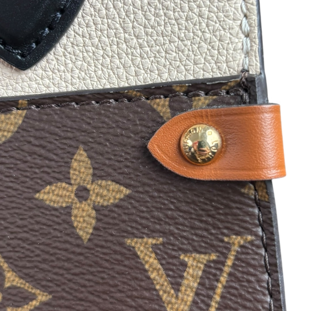 Louis Vuitton Monogram Canvas Fold-Over Satchel Crossbody Khaki Green Leather