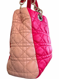 Dior Pink Quilted Shoulder Bag with light pink Side Panels silver hardware