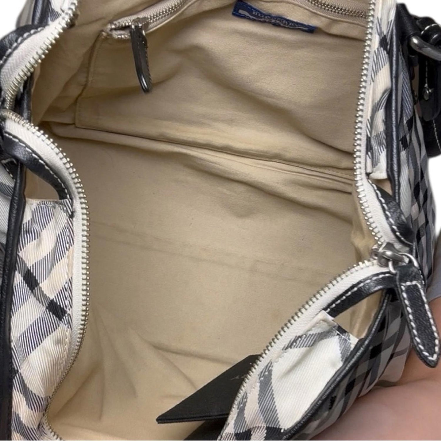 Burberry Nova Check Tote Black Leather Trim with Wallet