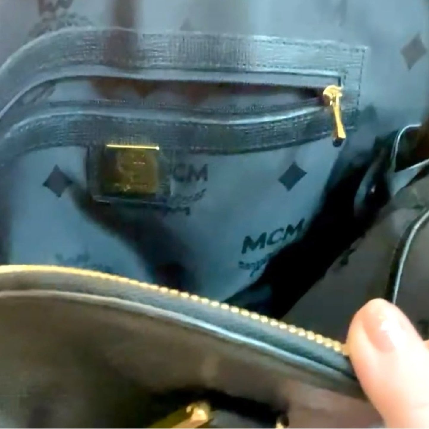 MCM Vintage Black Dome Satchel Gold Logo Hardware & Saffiano Leather