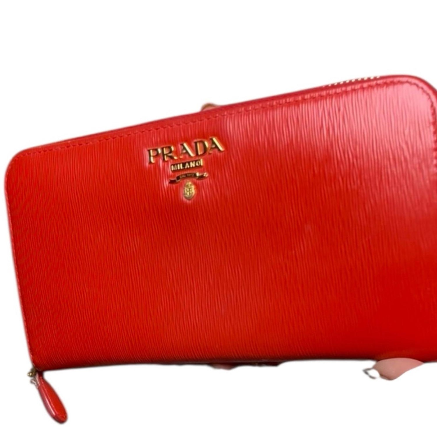 Prada Vitello Move Zip Around Wallet Red Lacca 1