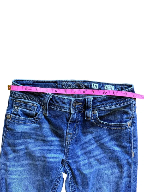 Miss Me Girls Size 14 Skinny Blue Jeans skuO