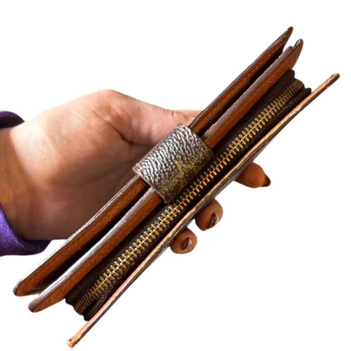 Louis Vuitton Porte-Papier Zippé Monogram Wallet Brown