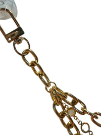 Handbag chain charm gold tone triple layer with rhinestones