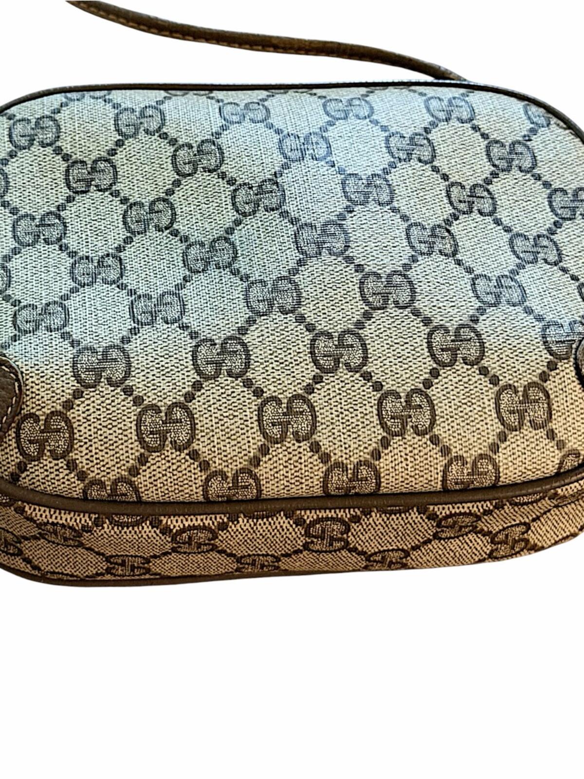 Gucci Beige/Brown Monogram Crossbody with Web Stripe