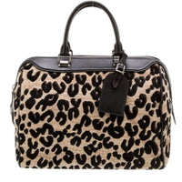 Louis Vuitton Limited Edition Leopard Velvet Speedy 30 Bag Black Leather Trim