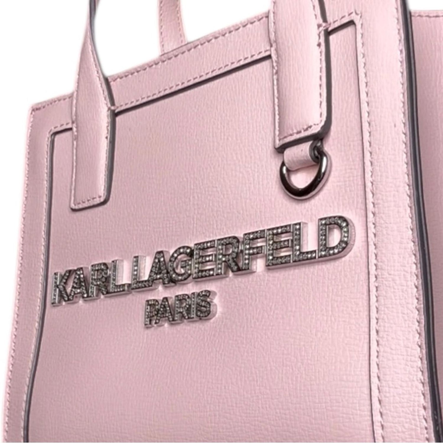 Karl Lagerfeld Paris Nouveau Pink Leather Satchel Crossbody Structured Tote Bag