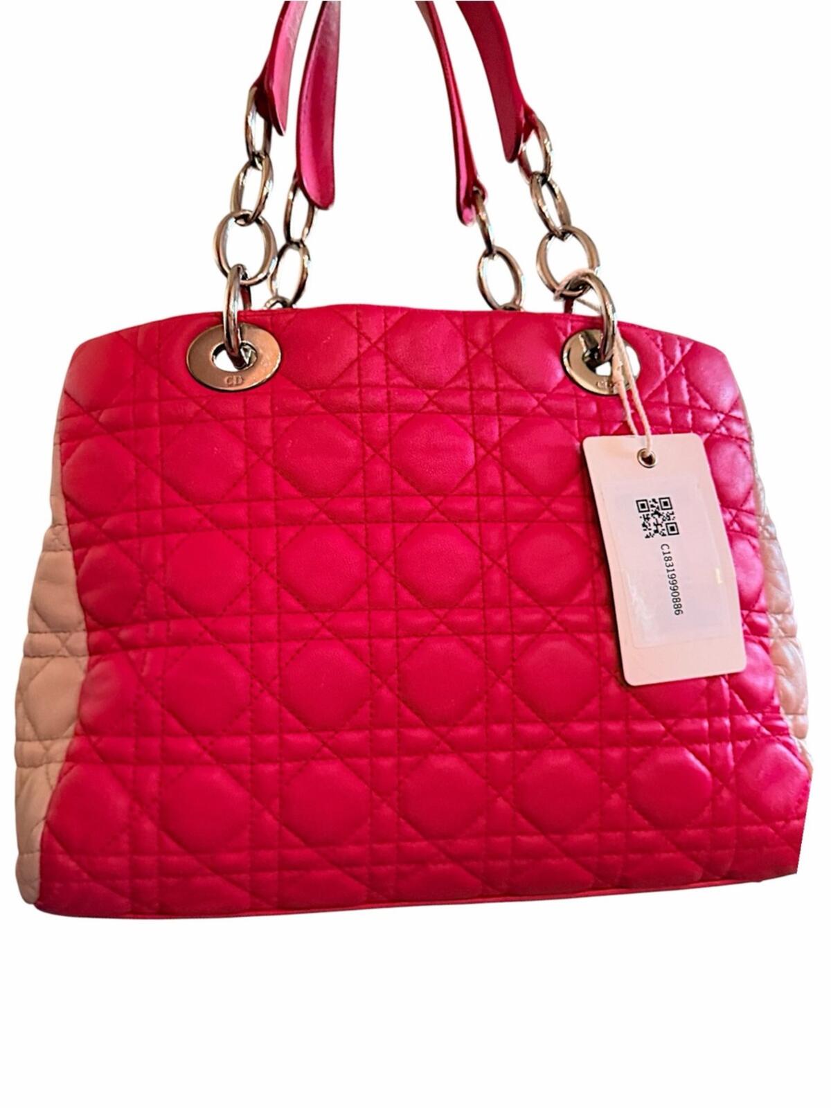 Dior Pink Quilted Shoulder Bag with light pink Side Panels silver hardware