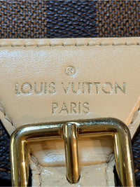 Louis Vuitton Brown Damier Ebene Satchel with Black Front Panel and Tan Handle