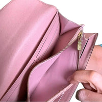 Louis Vuitton Sarah Wallet Damier Ebene Canvas Rose Ballerine Interior