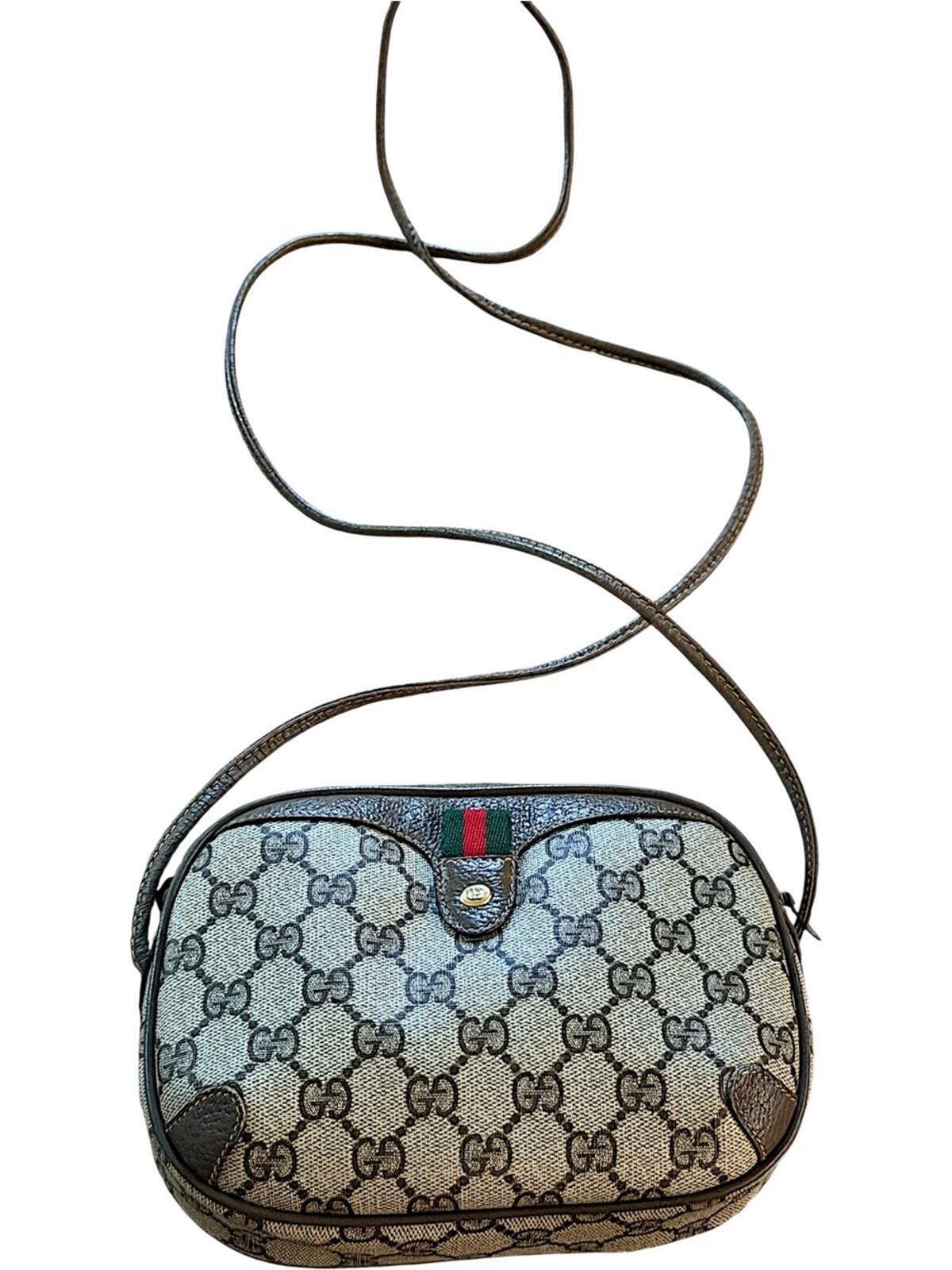 Gucci Beige/Brown Monogram Crossbody with Web Stripe