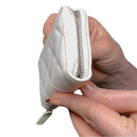 Chanel Classic Zipped Coin Purse White Caviar Leather