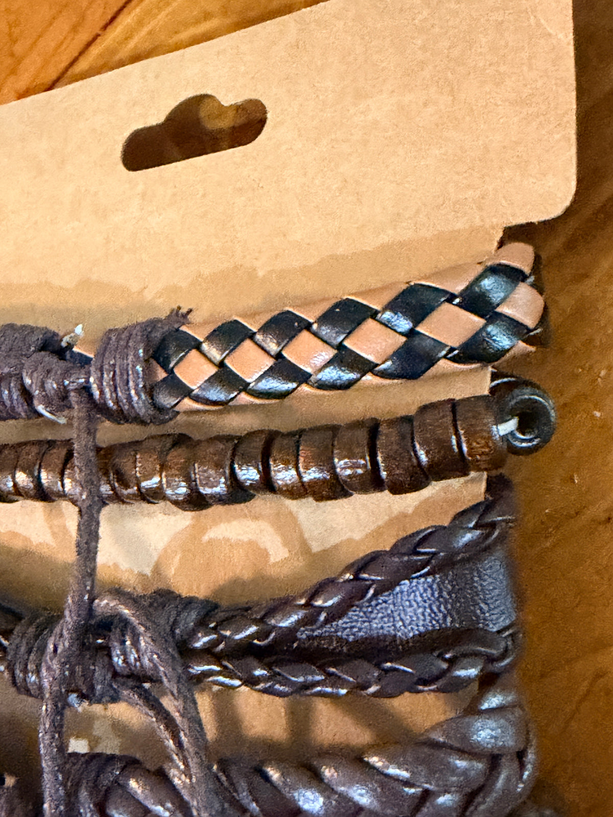 Set of 6 Boho Western Turquoise Faux Leather Bracelet Set Wood Beads Stackable Fashion Jewelry sku003