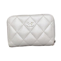 Chanel Classic Zipped Coin Purse White Caviar Leather