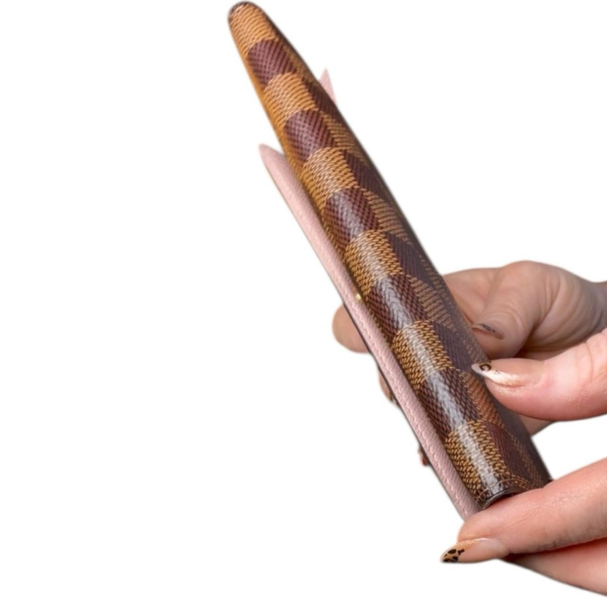 Louis Vuitton Emilie Wallet Damier Ebene Canvas Pink Interior