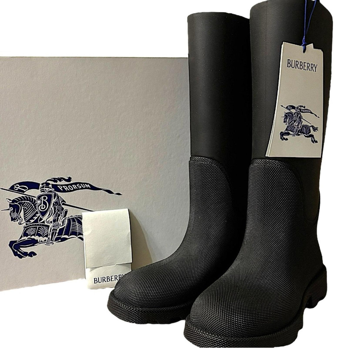 Burberry Prorsum Marsh High Black Rain Boots Women’s Size EU 38 US 7.5