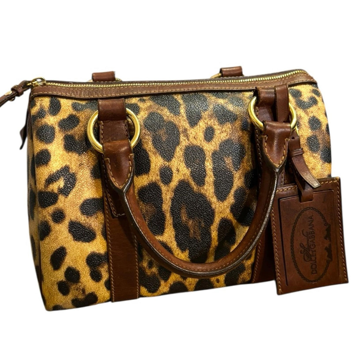 Dolce & Gabbana Leopard Print Boston Bag