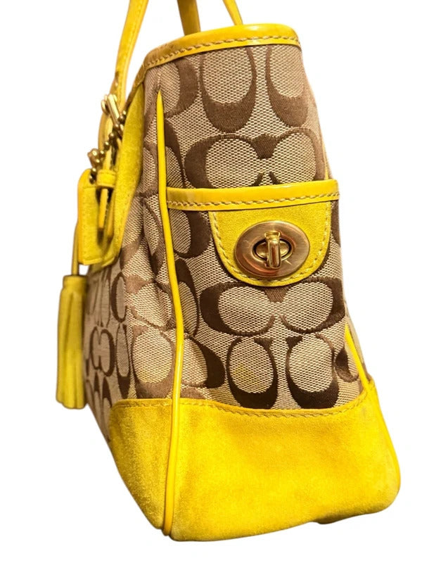 Coach Authentic Vintage 2004 Signature Yellow Suede Tote Bag