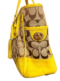 Coach Authentic Vintage 2004 Signature Yellow Suede Tote Bag
