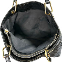 Gucci Black GG Canvas Tote Bag with Patent Trim