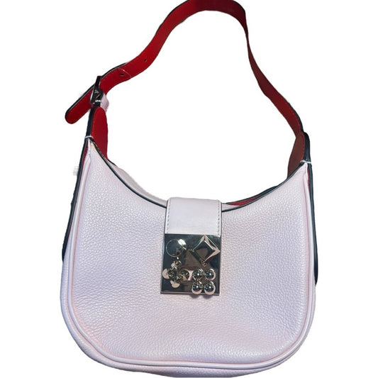 Christian Louboutin Pink Calfskin Leather Shoulder Bag Signature Red Lining