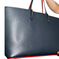 Christian Louboutin Cabata East West Tote Leather Large Navy Blue with Pouch