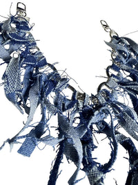 Boho Denim Bag Chain Charm Blue denim Fringe Purse Accessory 13”